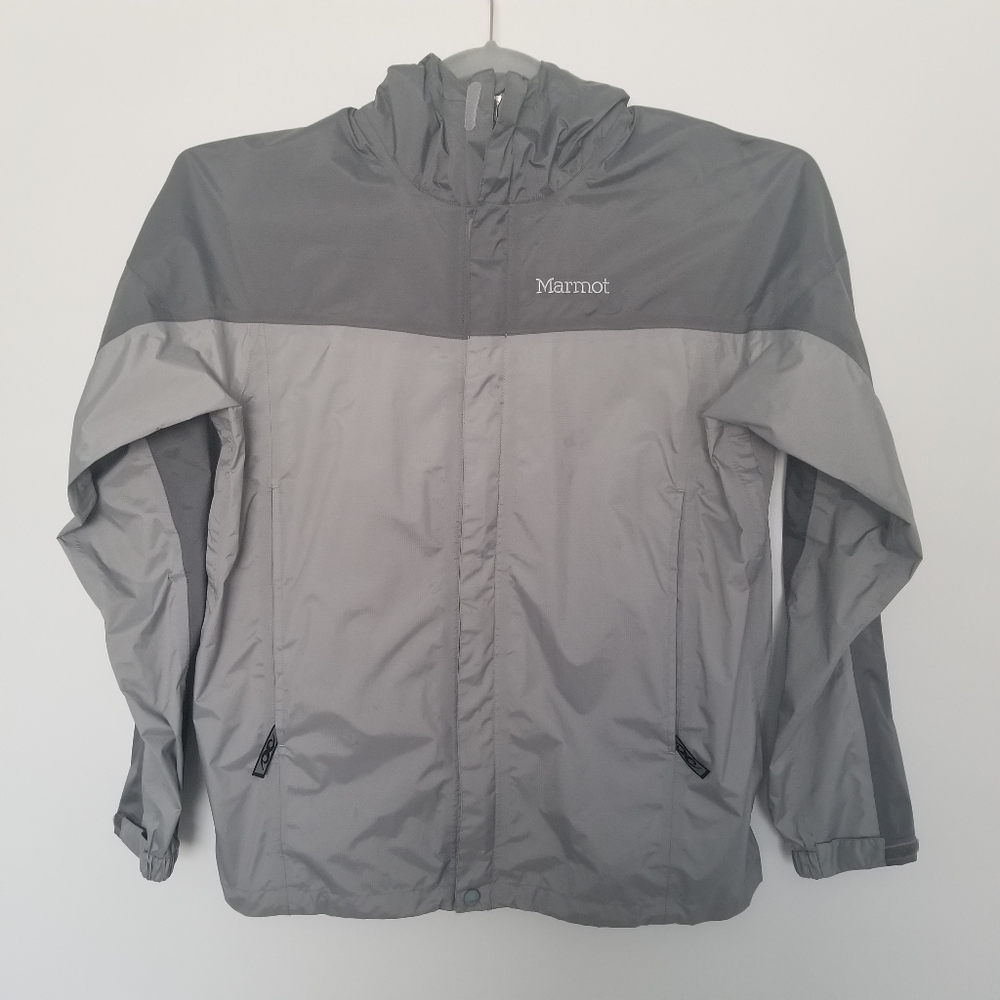 Marmot Gray Hooded Windbreaker Shell Jacket